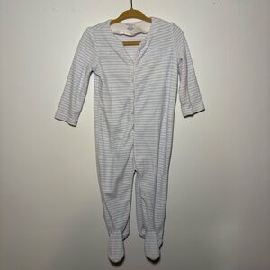 Ralph Lauren Baby One Piece Blue White Striped Velvet Velour 9M Footed Coverall
